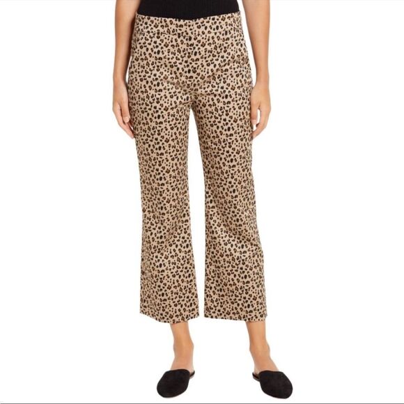 J. Crew Pants - J.Crew Re-Imagined Leopard Print Chino Crop Flare Pants Sz 00 NWT